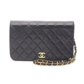 CHANEL Matelasse Full Flap Shoulder Bag in Lambskin Leather, Black