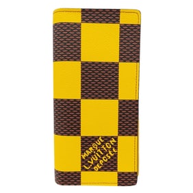 Louis Vuitton Men's Damier Pop Canvas Long Wallet, Portefeuille Brazza NM, Yellow/Brown, N40541