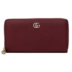 Gucci Women's GG Marmont Bamboo Long Wallet in Bordeaux Leather