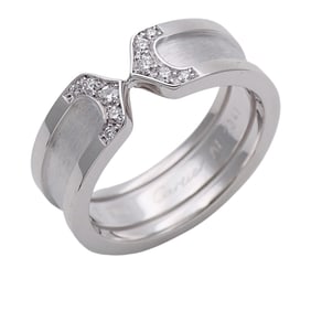 Cartier ring for men and women, 750WG diamond C2 white gold, size 51, approximately 10, polished.