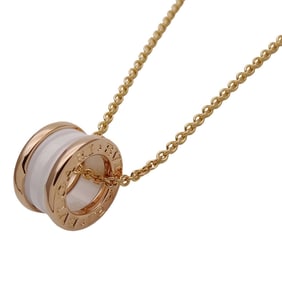 BVLGARI B-zero1 necklace for men and women, polished in 750PG white ceramic pink gold.