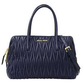 Miu MIUMIU Bag Women's Brand Handbag Shoulder 2-way Matelasse Leather Navy 5BB033 Blue