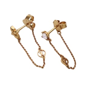 Louis Vuitton LOUIS VUITTON Earrings Women's Brand Metal Petit Gold M00390 Hoop Chain Flower