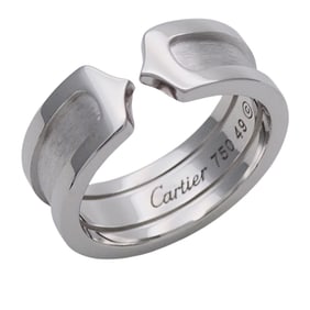 Cartier ring for women, brand name ring, 750WG C2 white gold, #49, approximately size 9, polished