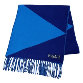 Hermes HERMES scarf women's men's brand stole cashmere blue jagged light