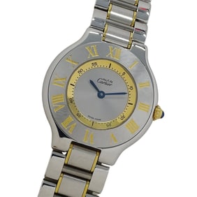 Cartier watch boys brand Must 21 Vantianne quartz QZ stainless steel SS gold GP 1330 combination
