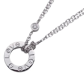 Cartier necklace ladies brand 750WG 2P diamond love circle LOVE white gold jewelry