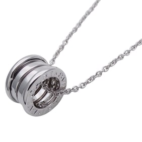 BVLGARI necklace for women, brand 750WG B-zero1 white gold jewelry