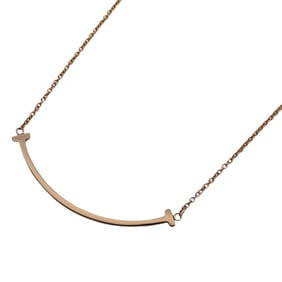 Tiffany TIFFANY & Co. Necklace Women's Brand 750PG T Smile Small Pink Gold Jewelry