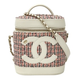 Chanel CHANEL Bag Cruise Line Women's Brand Shoulder Tweed Leather Vanity Chain Red White Gold