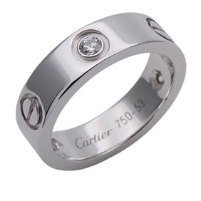Cartier Ring Women's Brand 750WG Half 3P Diamond Love White Gold #53 Approx. Size 13 Jewelry