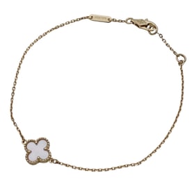 Van Cleef & Arpels Sweet Alhambra Bracelet Women's Brand 750YG Mother of Pearl Yellow Gold Jewelry