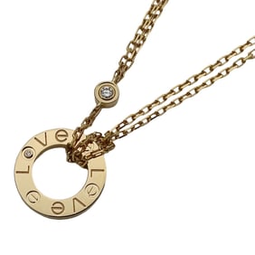 Cartier necklace ladies brand 750YG 2P diamond love circle LOVE yellow gold jewelry