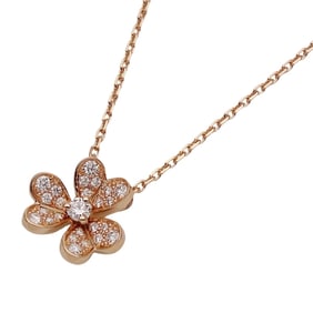 Van Cleef & Arpels necklace for women, brand 750PG diamond frivole mini pink gold jewelry, polished