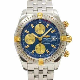 Breitling Chronomat Evolution Two-tone Men's Watch B13356 Blue Yellow Gold Automatic
