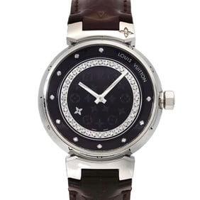 Louis Vuitton Tambour Disc Amaranth Diamond MM Q1319 Women's Quartz Watch