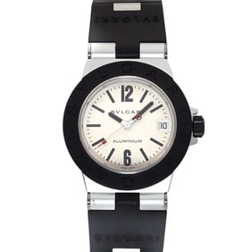 BVLGARI Aluminum AL32TA Boys' Watch with Date, Silver Rubber, Quartz Movement