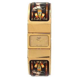 Hermès Loquet LO1 201 Bangle Watch for Women, Enamel Gold Quartz Movement