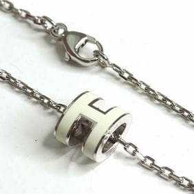 Hermes HERMES Mini Necklace "Pop H" Pop Ash Pendant White Unused