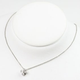 Tiffany Bezel Set Diamond Flower Pendant Platinum PT950 41cm Necklace