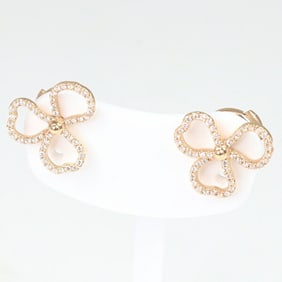 Tiffany Paper Flower Earrings Diamond Au750 (18KPG) Pink Gold
