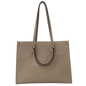 Louis Vuitton Monogram Empreinte Women's Tote Bag, 2-Way On-the-Go MM Tourterelle M45607, Beige