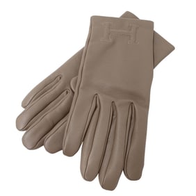 Hermes Hermès Bastille Gloves, Women's, Lambskin, Taupe and Brown, Size 7, Perfect for Fall Winter