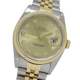 Rolex Datejust 16233G W-number Men's Watch, 10 Diamonds, Automatic, Stainless Steel, Gold, Yellow