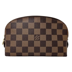 Louis Vuitton Damier Pouch, Women's, Brand Name Cosmetic PM N47516, Brown, Small Item Case