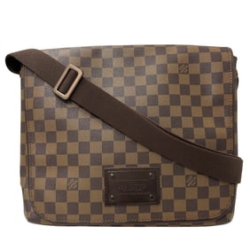 Louis Vuitton Damier Canvas Brooklyn MM Shoulder Bag, Men's, Ebene, N51211, Brown, A4 Size, Large