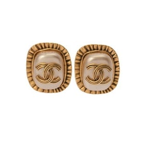 CHANEL Coco Mark 1994 Model Women's GP Faux Pearl Earrings