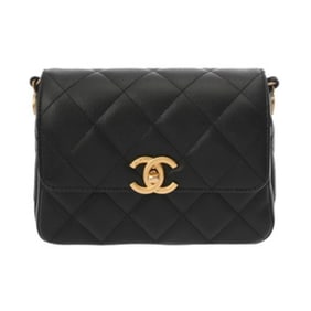 CHANEL Matelasse Chain Mini Flap Bag, Black, AS4907, Women's Caviar Leather Shoulder Rank AB