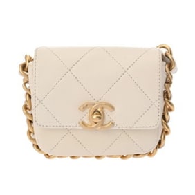 CHANEL Matelasse Mini Chain Shoulder Bag in White (AS2833) - Women's Calfskin