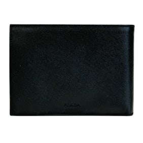 Prada Men's Saffiano Black Compact Bi-fold Wallet