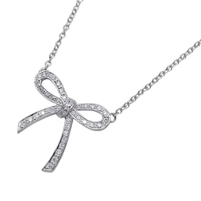 Tiffany & Co. Women's Diamond Bow Ribbon Necklace in PT950 Platinum, Polished