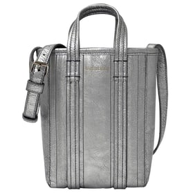 Balenciaga BALENCIAGA Women's Barb Phone Shoulder Bag, Leather, Silver, 693793, Pouch, Mini Small