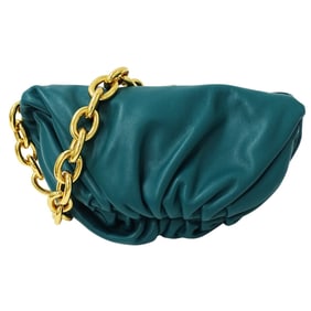 Bottega Veneta The Chain Pouch, a women's brand shoulder bag/body bag in blue-green leather