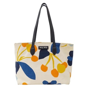 Miu MIUMIU bag ladies brand tote canvas orange multicolor large handbag