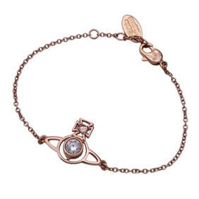 Vivienne Westwood bracelet for women, brand orb, metal, pink gold, rhinestones, bijou