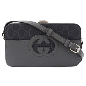 Gucci Men's Shoulder Bag with Cutout Interlocking G GG Supreme Design in Black and Gray (725341) -