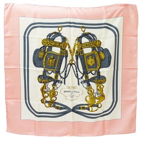 Hermès HERMES Carré 90 Scarf, BRIDES de GARA, Women's, Large, Silk, Pink, Multicolor, for