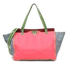 Valentino Garavani handbag/shoulder bag in leather, red, pink, gray, and green, women's, h31552a