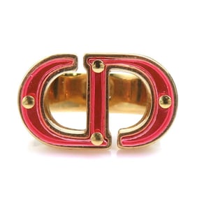 Christian Dior Ring, Metal, Acrylic, Pink and Gold, Women's, 56377g