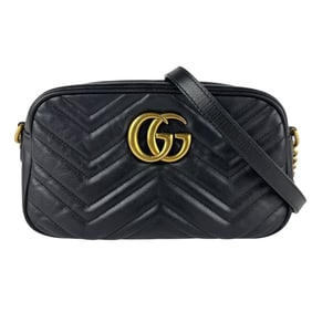 Gucci GG Marmont Leather Shoulder Bag, Black, Women's, 447632 z7020