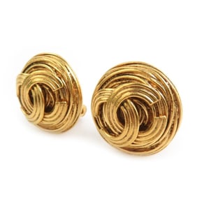 CHANEL Coco Mark Metal Gold Earrings for Women w1252k