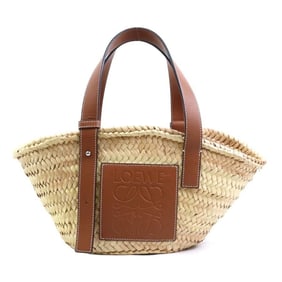 LOEWE Small Basket Handbag in Straw Leather and Tan, Women's, 56355a