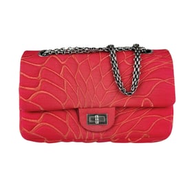 CHANEL Shoulder Bag 2.55 Canvas Metal Red Women's z7058