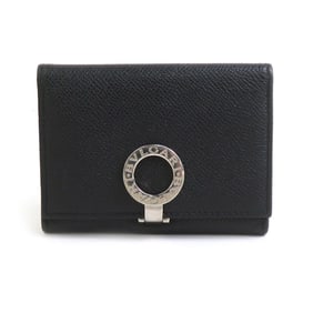 BVLGARI Business Card Holder/Card Case, Leather, Black, Men's/Women's, r10789k