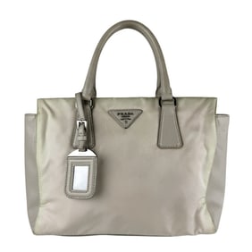 Prada PRADA handbag shoulder bag nylon leather light gray women's z7053