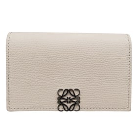 LOEWE Women's Anagram Card Case, Greige Leather, Small Business Holder with Logo